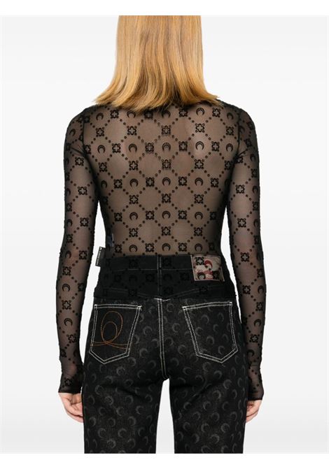 mesh flock moongram cropped top woman black MARINE SERRE | WTS012A CJER0005BK99